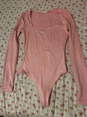 Bluenotes Pink Long Sleeve Scoop Neck Bodysuit